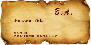 Berauer Ada névjegykártya
